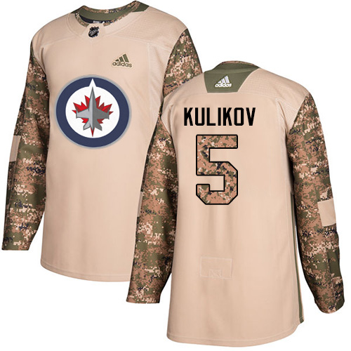Adidas Jets #5 Dmitry Kulikov Camo Authentic Veterans Day Stitched NHL Jersey